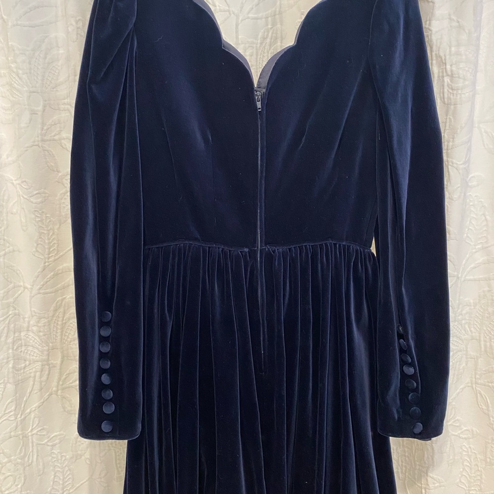 Beautiful Blue Velvet - Laura Ashley Full Length Dress Size 8 - Picture 12 of 13